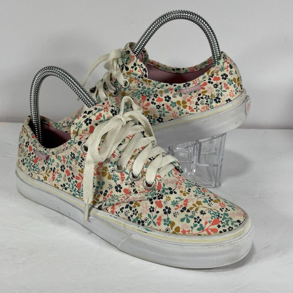 Rare Vans Floral Print Low Top Sneakers - Canvas Lace Up - EUC Size 6